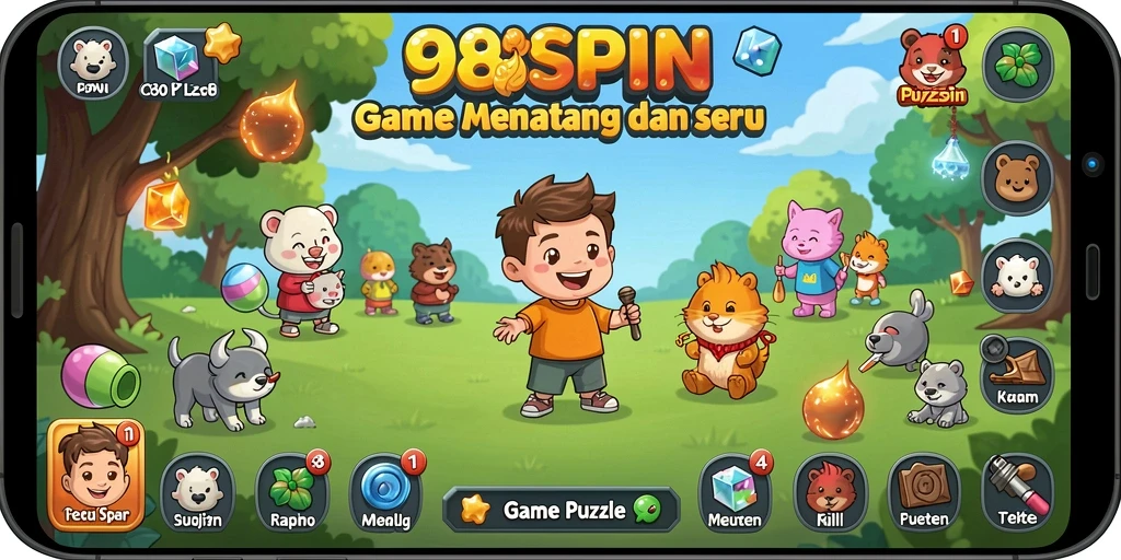 Screenshot permainan 98SPIN yang menunjukkan gameplay Puzzle yang seru.