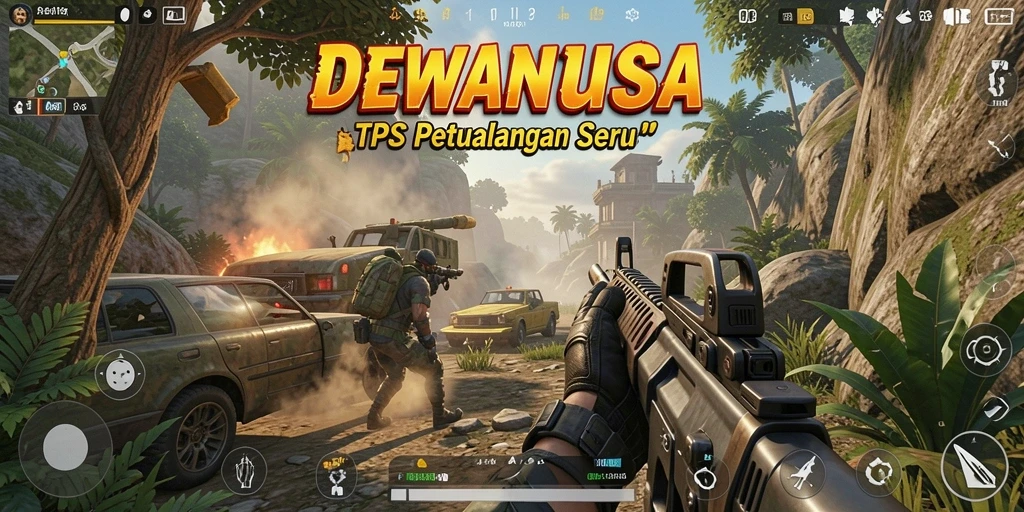Tangkapan layar DEWANUSA menampilkan aksi pertarungan seru dalam gameplay TPS.