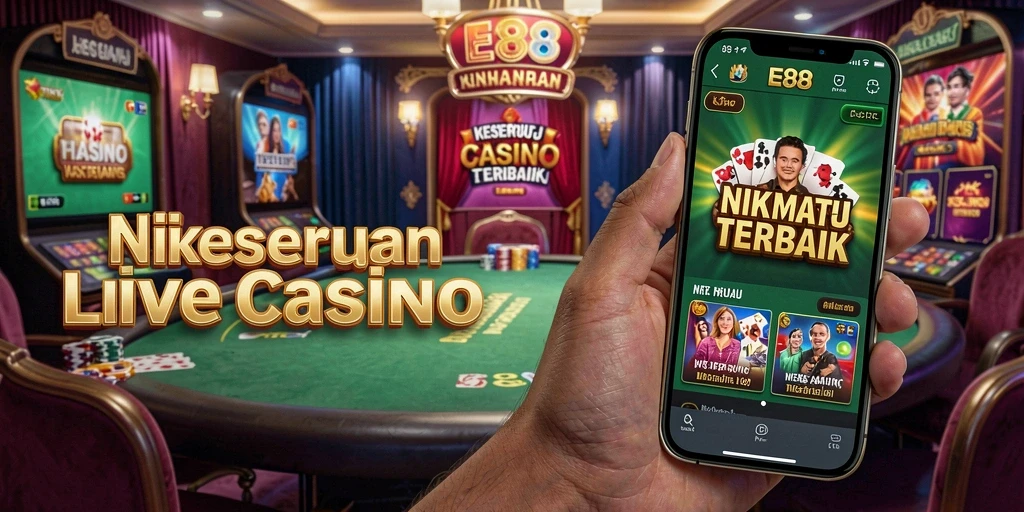 Screenshot gameplay E88 menampilkan dealer live di meja permainan.