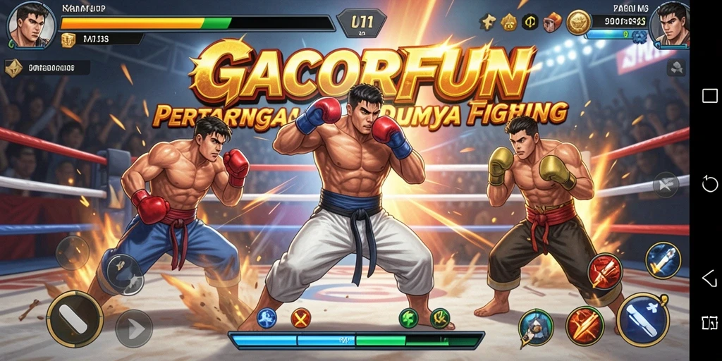 Gameplay GACORFUN menampilkan pertarungan yang seru dan intens.