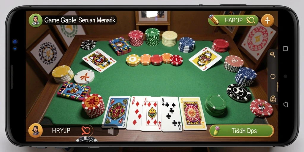 Tangkapan layar gameplay HARAPJP yang menunjukkan keseruan bermain Gaple.
