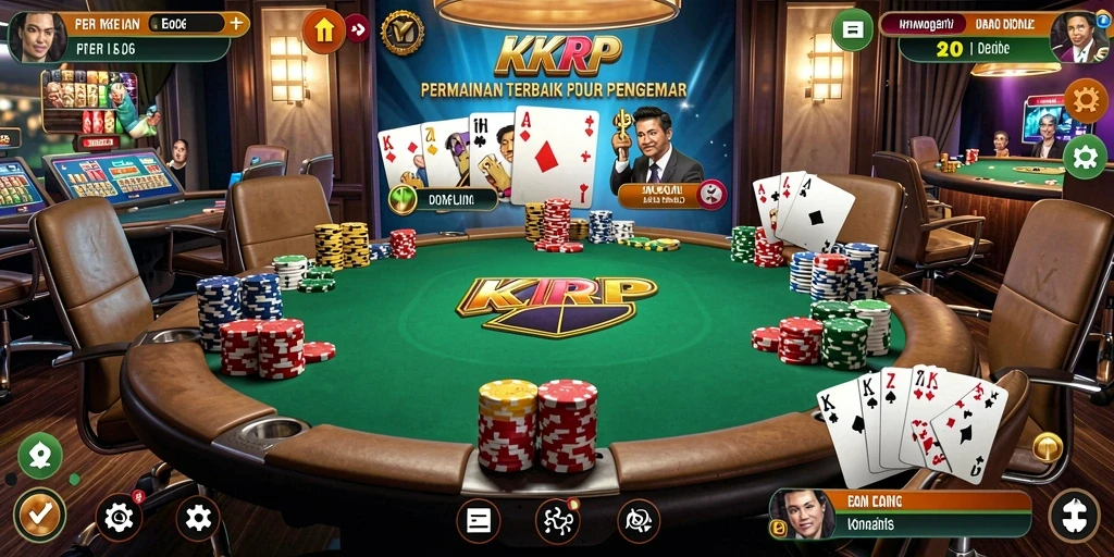 Screenshot gameplay KKRP menampilkan aksi poker yang seru dan mendebarkan.