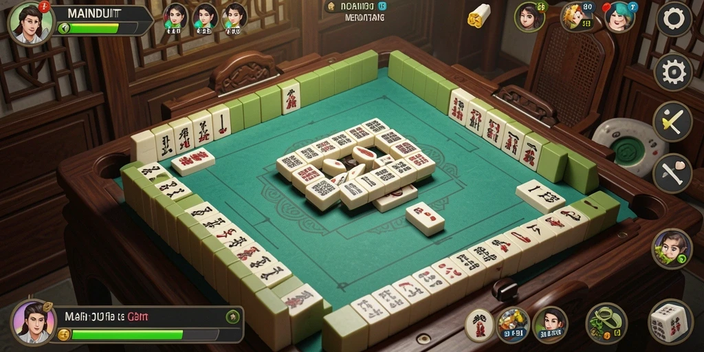Tampilan gameplay seru MAINDUIT dengan tantangan Mahjong.