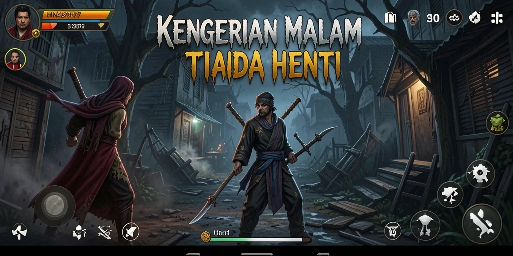 Screenshot gameplay NABOB77 menampilkan suasana gelap yang mencekam.