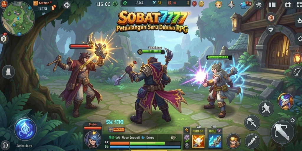 Screenshot menunjukkan aksi seru dalam game RPG SOBAT777.