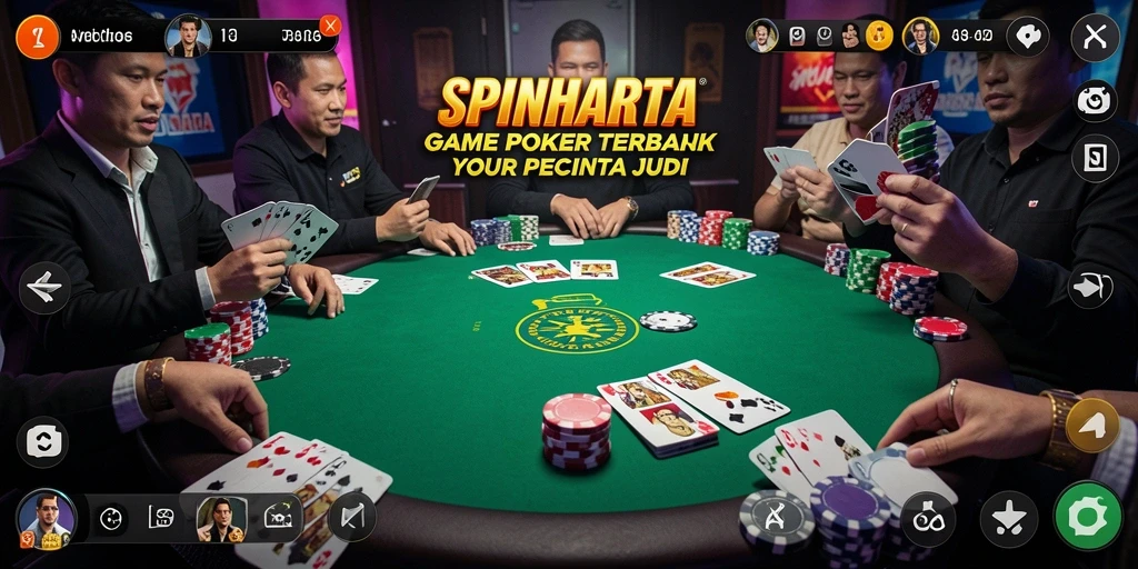 Tampilan gameplay Poker yang mendebarkan dari SPINHARTA.
