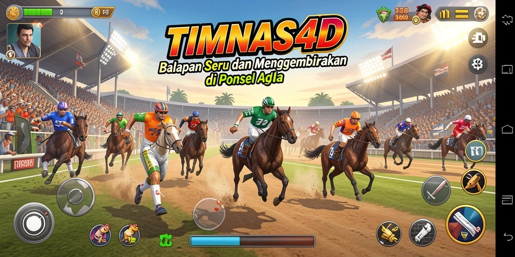 Tangkapan layar gameplay TIMNAS4D menampilkan aksi balapan yang mendebarkan.
